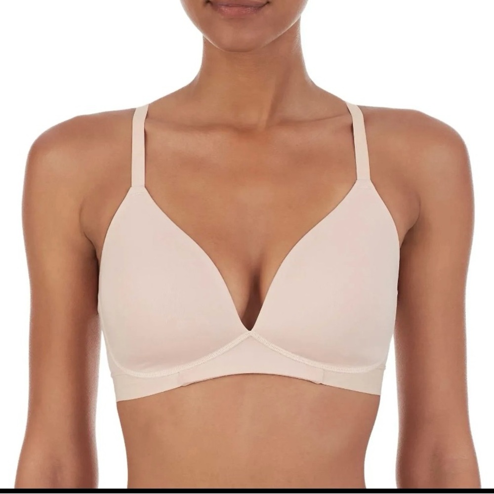 NWT DKNY Medium Ladies 2 Pack Wireless Microfiber Plunge Bras Black/ballerina